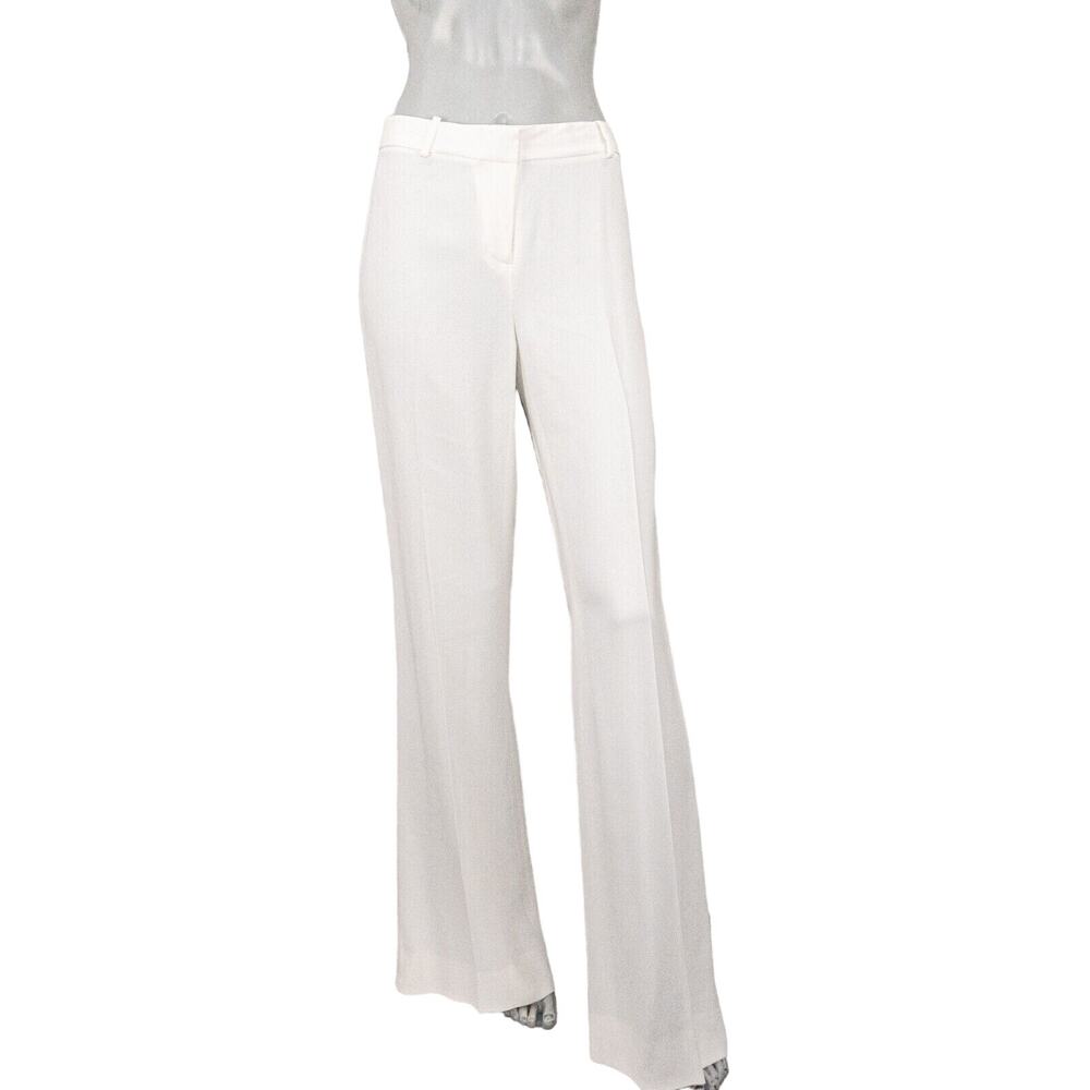 KOBI HALPERIN Women's Wide Leg Flat Front Dress Crease ban Pants in White sz 10